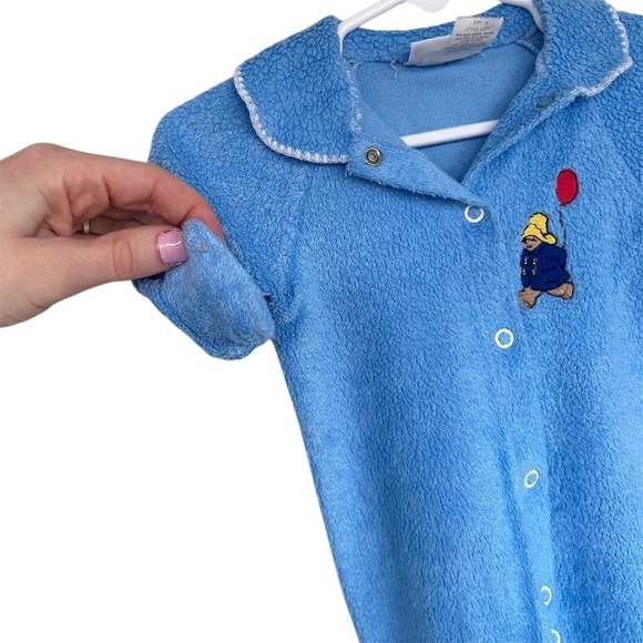 Vintage Paddington Bear Newborn Blue Footed Sleeper Pajamas Retro Kidcore Y2K - Picture 10 of 11